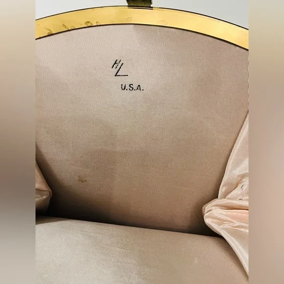 Vintage HL Harry Levine U.S.A. Evening Bag Gold Lame Clutch Purse Handbag - Picture 4 of 8